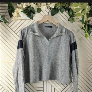 Brandy Melville cropped knit quarter zip sweater